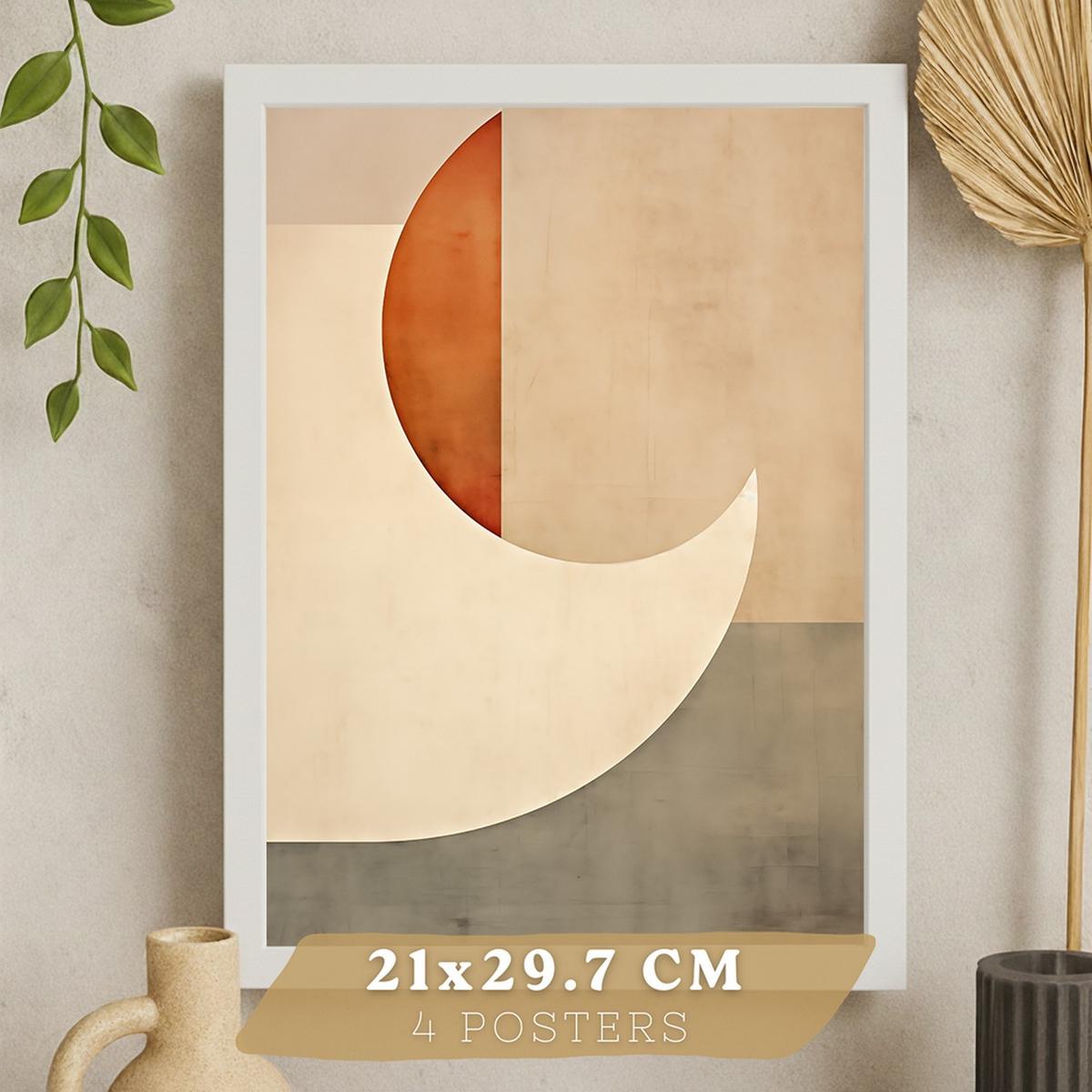 POSTER Set of 2 Beige Abstract Shape Wall Art Modern Living Room Bedroom Kitchen Bathroom Decor Weißer Rahmen A3 - Weiß, Papier (29.7/1/42cm) - Nacnic