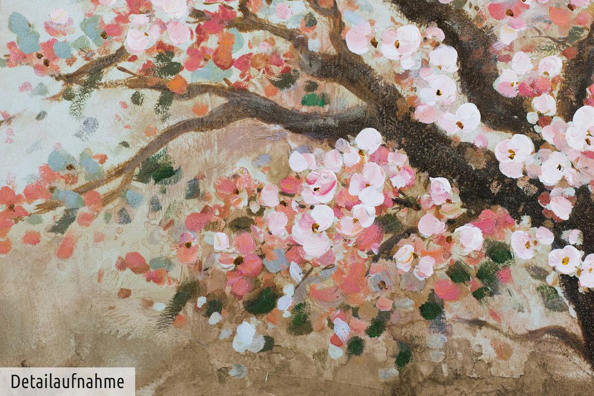 ACRYLBILD HANDGEMALT 80/80 cm - Pink/Braun, Holz/Textil (80/80cm) - KUNSTLOFT