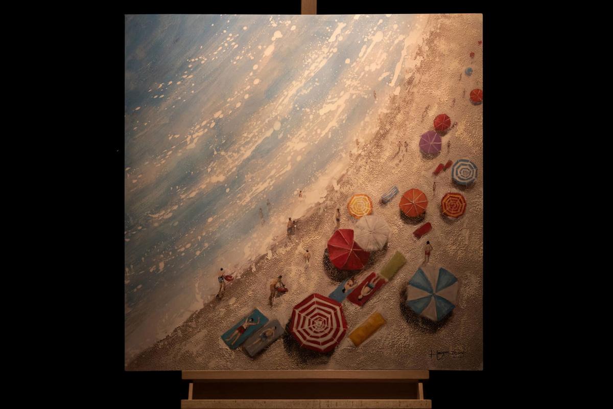 ACRYLBILD HANDGEMALT 80/80 cm - Blau/Multicolor, Holz/Textil (80/80cm) - KUNSTLOFT
