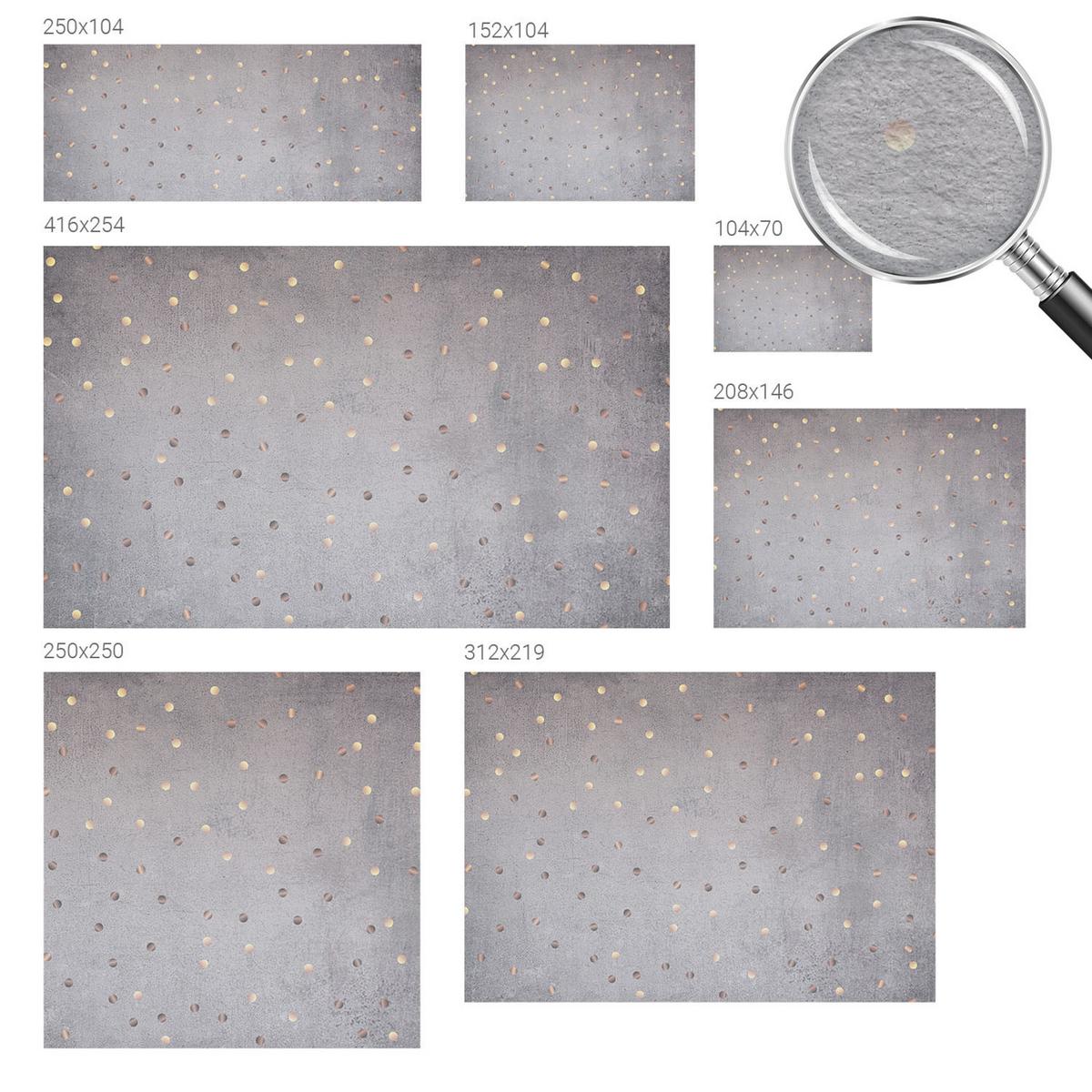 FOTOTAPETE 416x254 cm - Symmetrische Punkte - Grau, Textil (416/254cm) - Wallfluent