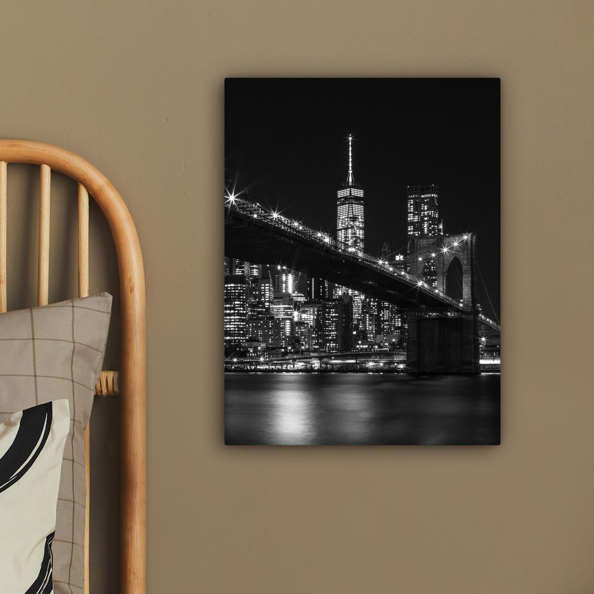 LEINWANDBILD New York - Brooklyn - Brücke Room Decor 30x40 cm - Schwarz, Textil (30/40cm) - MuchoWow