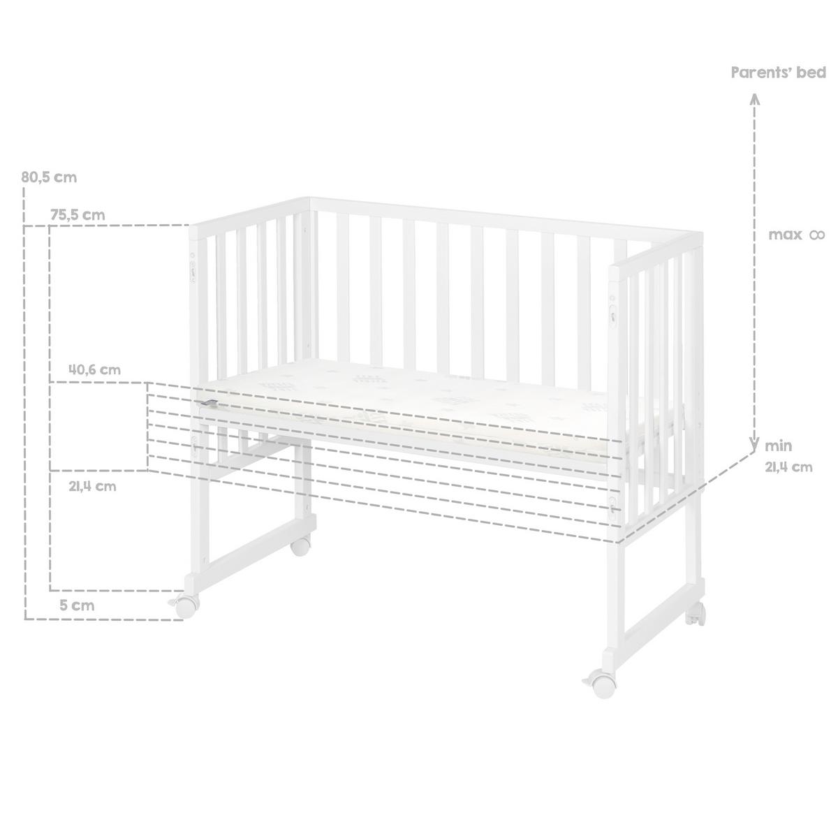 BEISTELLBETT Sternenzauber grau 3in1 Set 90 x 45 cm - Creme/Weiß, Holzwerkstoff (45/90cm) - Roba