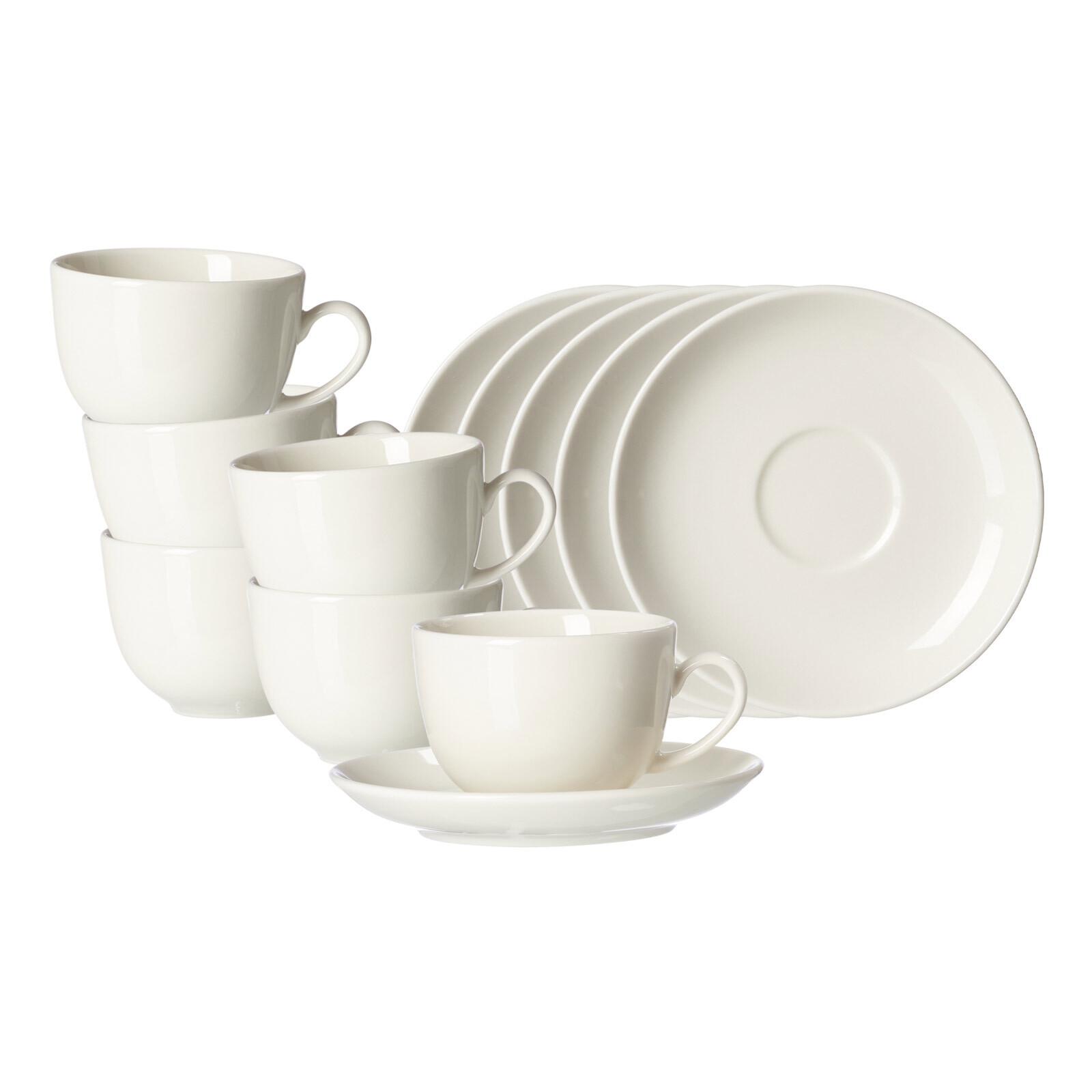 KAFFEETASSEN MIT UNTERTASSEN Casablanca weiß 200 ml 12-tlg. - Weiß, Keramik (2/2/2cm) - Ritzenhoff Breker