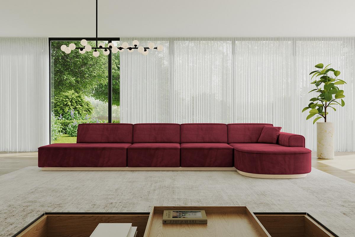 ECKSOFA Ottomane Rechts ARRIO-L3 - 413x171x83 cm Bordeauxrot - Bordeaux, Holzwerkstoff/Textil (413/171cm) - ALTDECOR