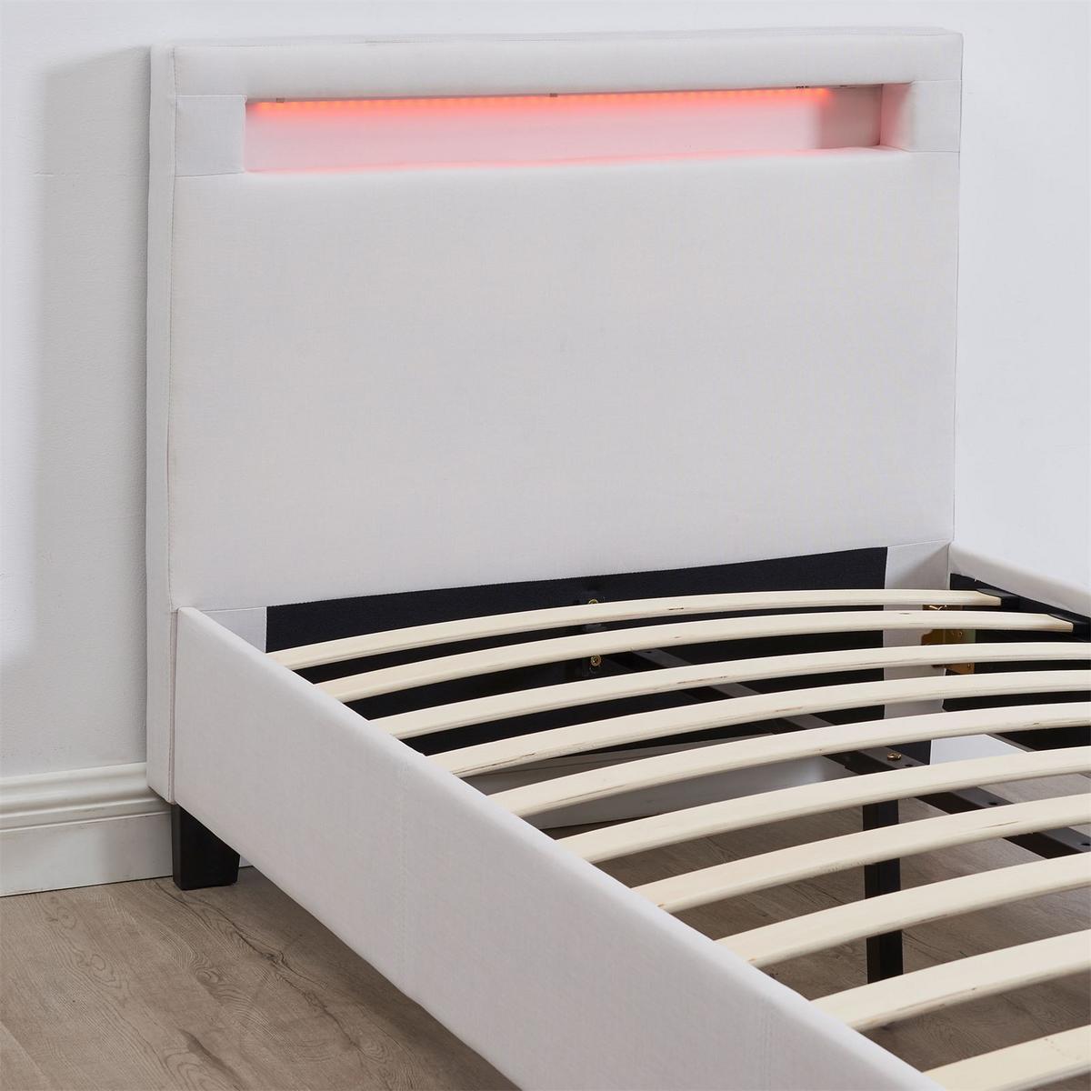 POLSTERBETT MIT LED HIMALAYA 90X200 CM - Weiß, Textil (90/200cm) - CARO-Möbel