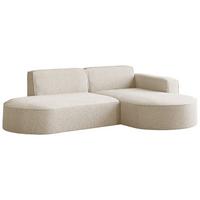 ECKSOFA Hana L-Form 3-Sitzer Ecke Rechts, Boucle, Creme 241/73/168 cm - Creme/Schwarz, Textil/Metall (168/241cm) - WFL GROUP
