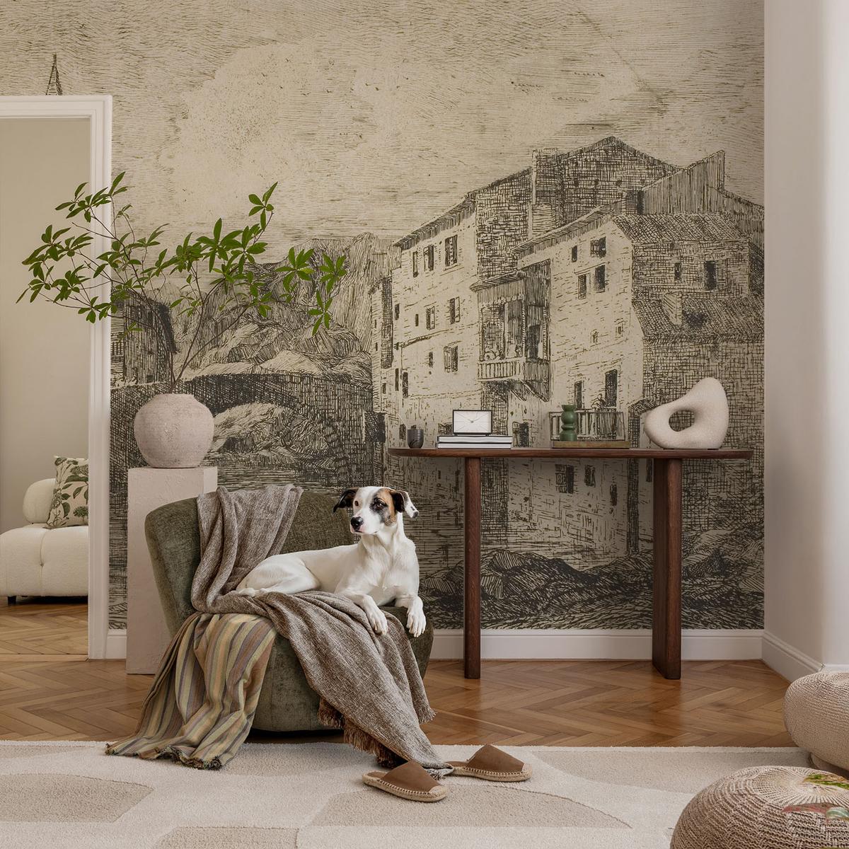 FOTOTAPETE 104x70 cm - Stadtpanorama - Blau, Textil (104/70cm) - Wallfluent