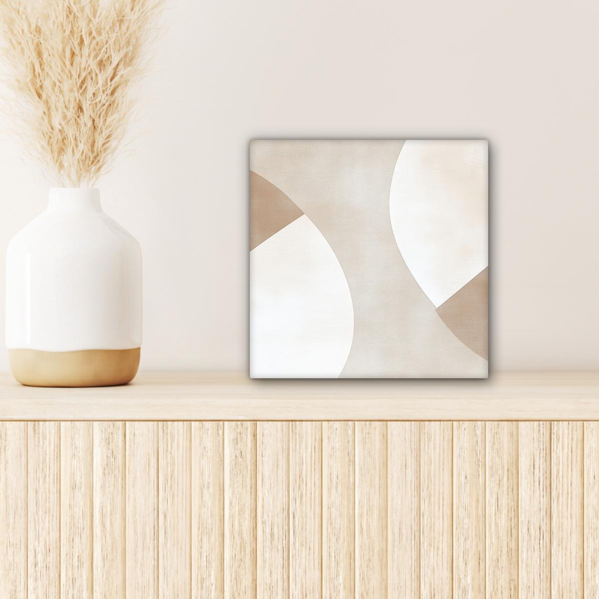 LEINWANDBILD Braun - Japandi - Abstrakt Deko Wohnzimmer 20x20 cm - Sandfarben, Textil (20/20cm) - MuchoWow