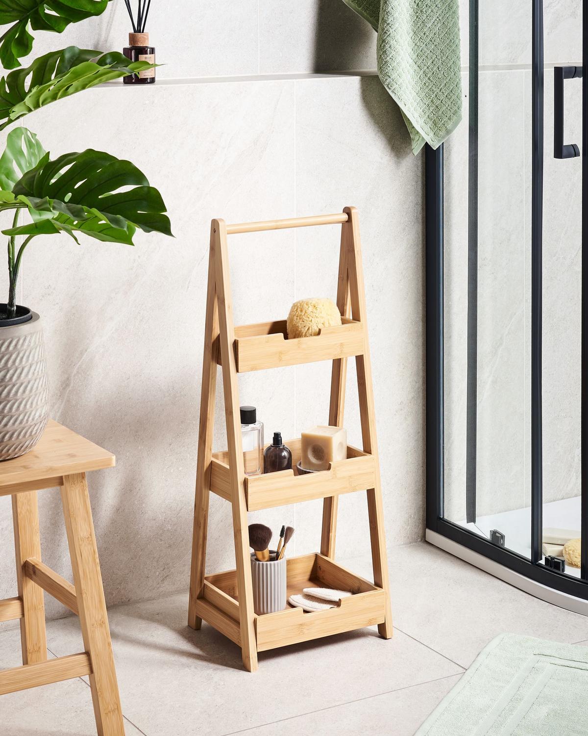REGAL Bambus Hellbraun Alerce - Braun, Holz (30/78/25cm) - Beliani