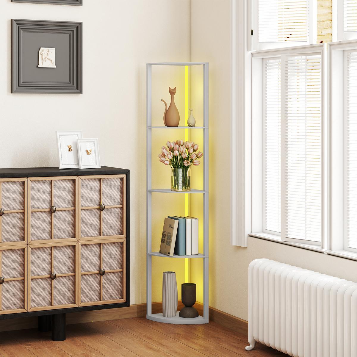 STEHLAMPE MDF Grau - Grau, Holzwerkstoff (42/29.5/163cm) - HOMCOM
