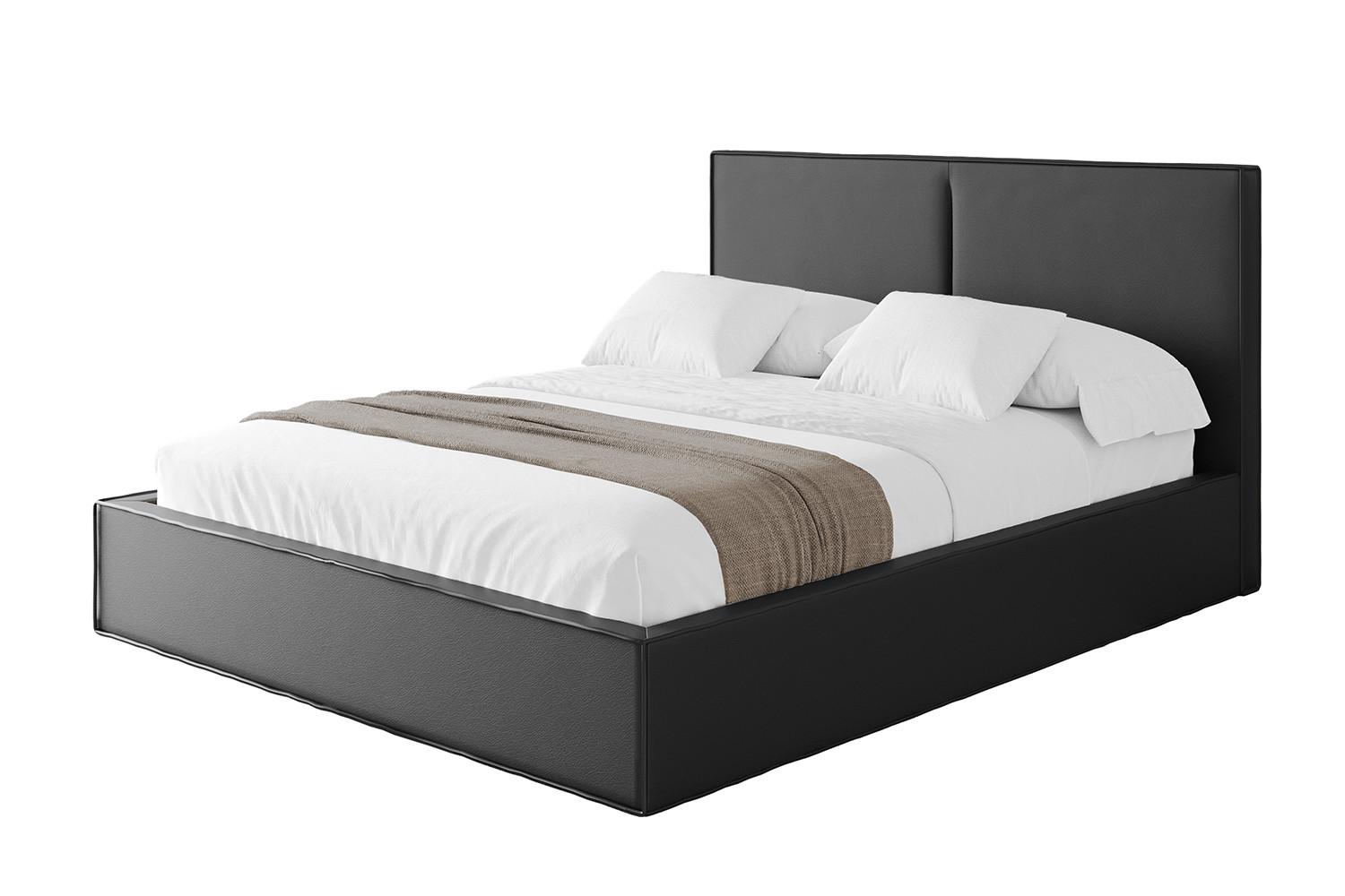 POLSTERBETT mit Bettkasten und Lattenrost, Boxbett ohne Matratze - EMMI 180x200 Schwarz Kunstleder - Schwarz Hochglanz, Holzwerkstoff/Textil (180/200cm) - ALTDECOR