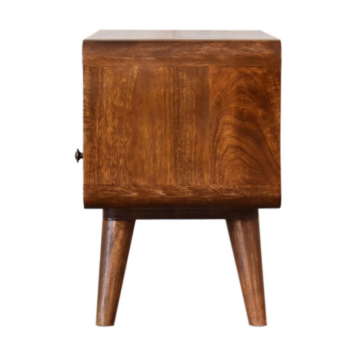 MEDIENANLAGE TV-Schrank aus Massivholz, 2 Schubladen, 1 offenes Regal, nordische Beine, Braun - Messingfarben/Braun, Holz/Metall (60/45/30cm) - Artisan Furniture