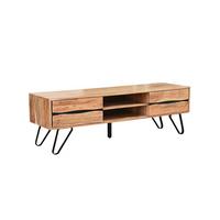 LOWBOARD BETANZOS, Akazie Massivholz, 160 x 44,5 x 50 cm - Schwarz/Akaziefarben, Holz/Metall (160/50/44.5cm) - KADIMA DESIGN