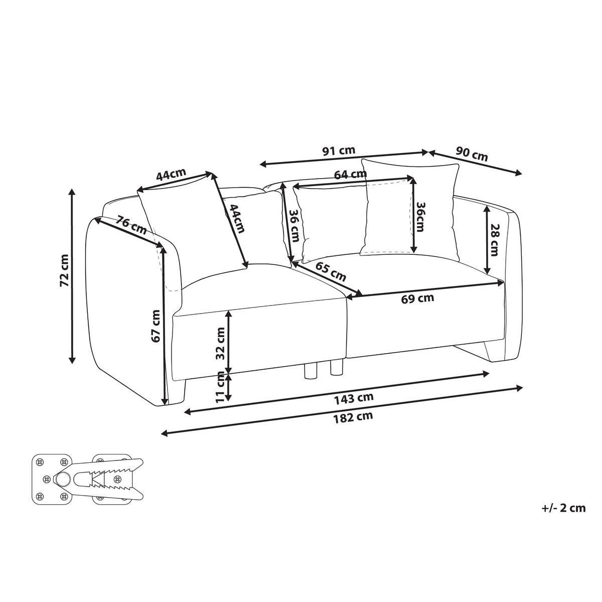 3-SITZER-SOFA Stoff Cremeweiß Ekenes - Creme, Textil (182/72/90cm) - Beliani