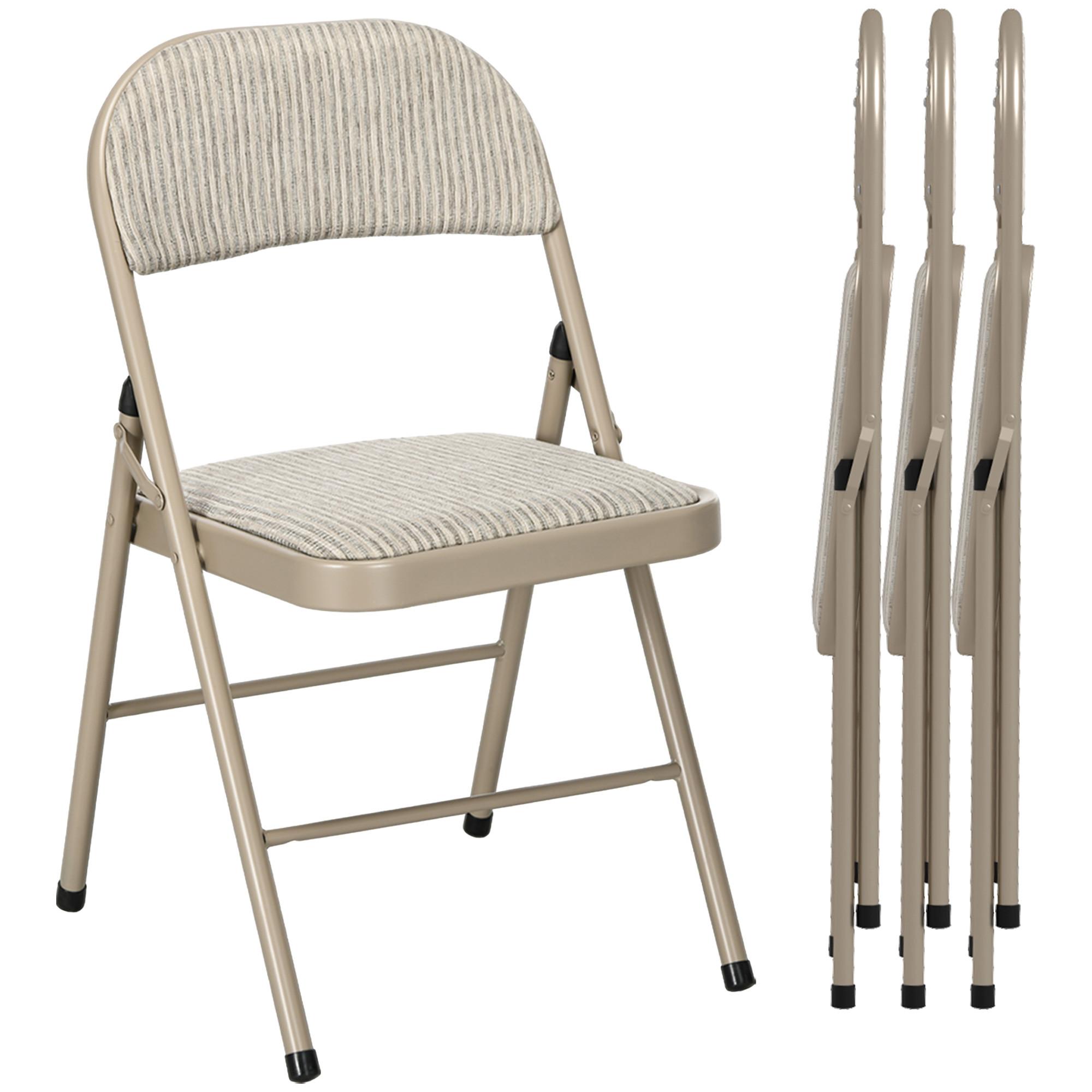 KLAPPSTUHL 4er Set Polyester Stahl Beige - Beige, Textil/Metall (46/78/45cm) - HOMCOM