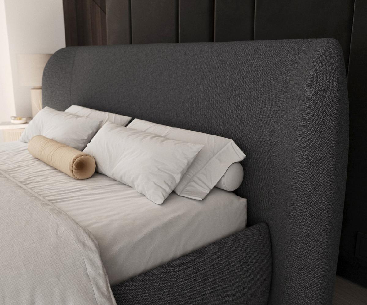 POLSTERBETT Bellano mit Stauraum 140/200 cm Anthrazit im Megan Stoff - Anthrazit/Schwarz, Holz/Holzwerkstoff (140/200cm) - AltaBeds