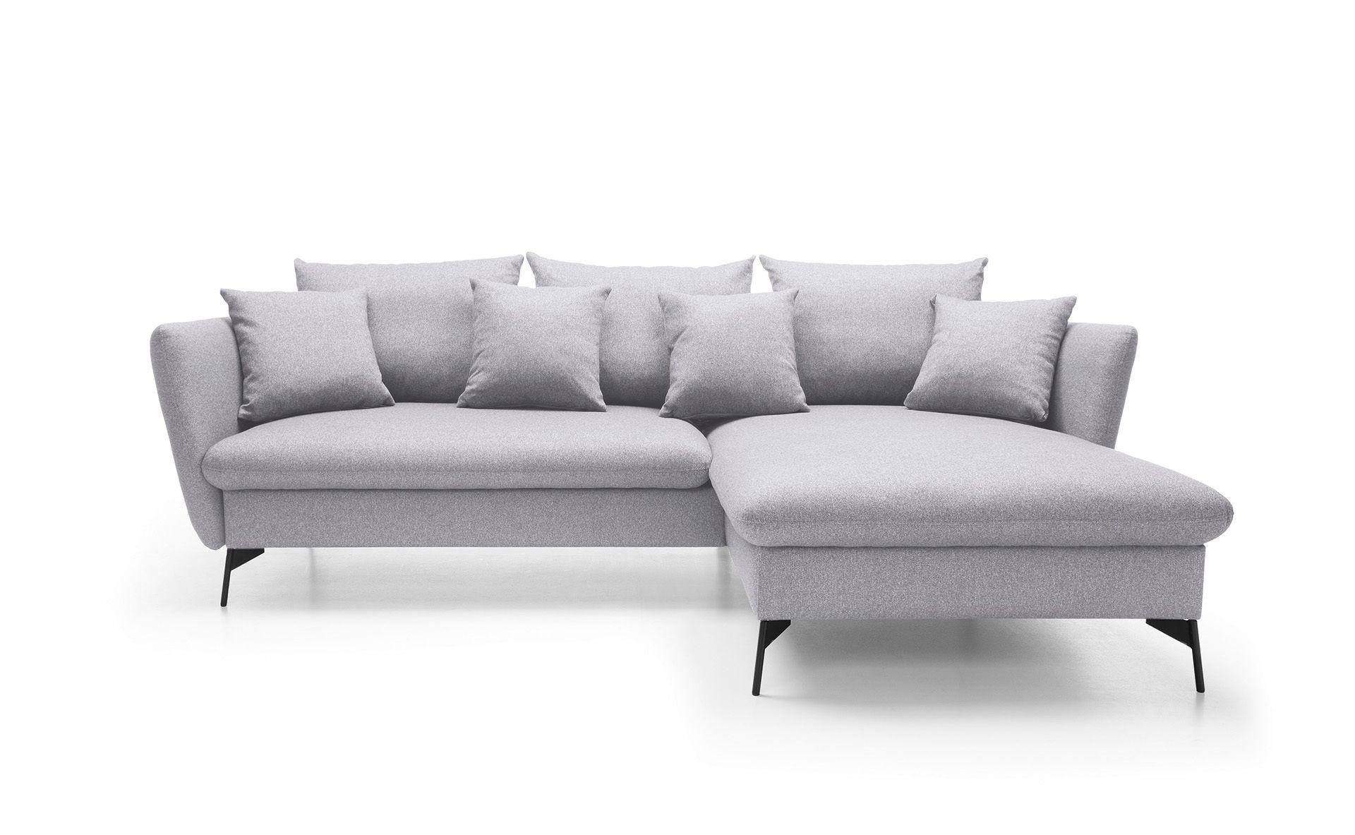 ECKSOFA FERRO Grau Geflochtener Stoff mit Schlaffunktion - Grau, Holz (258/167cm) - MASSENO