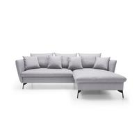 ECKSOFA FERRO Grau Geflochtener Stoff mit Schlaffunktion - Grau, Holz (258/167cm) - MASSENO