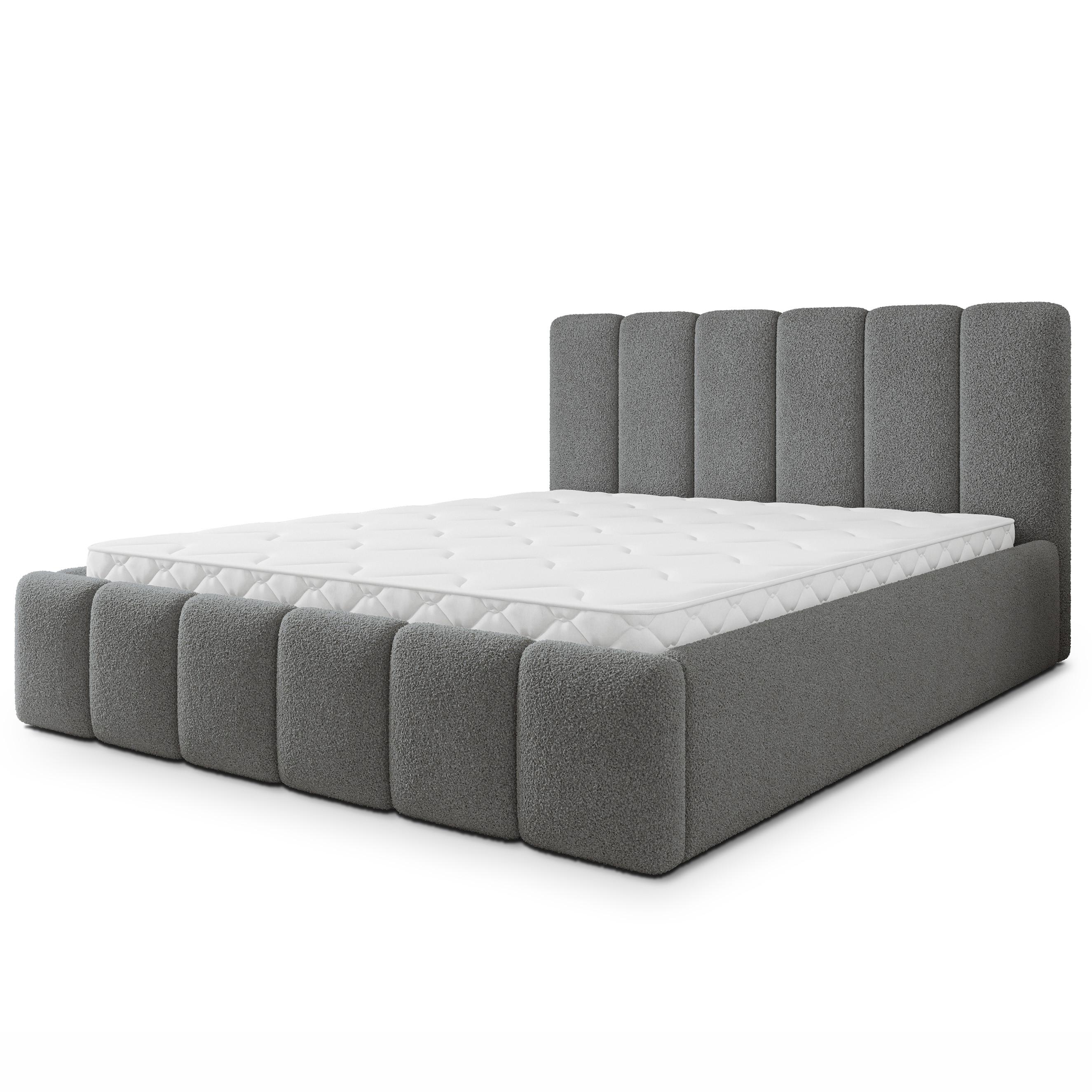POLSTERBETT ATTORA Q 140x200 cm mit Bettkästen - Grau - Grau, Holz (140/200cm) - MASSENO
