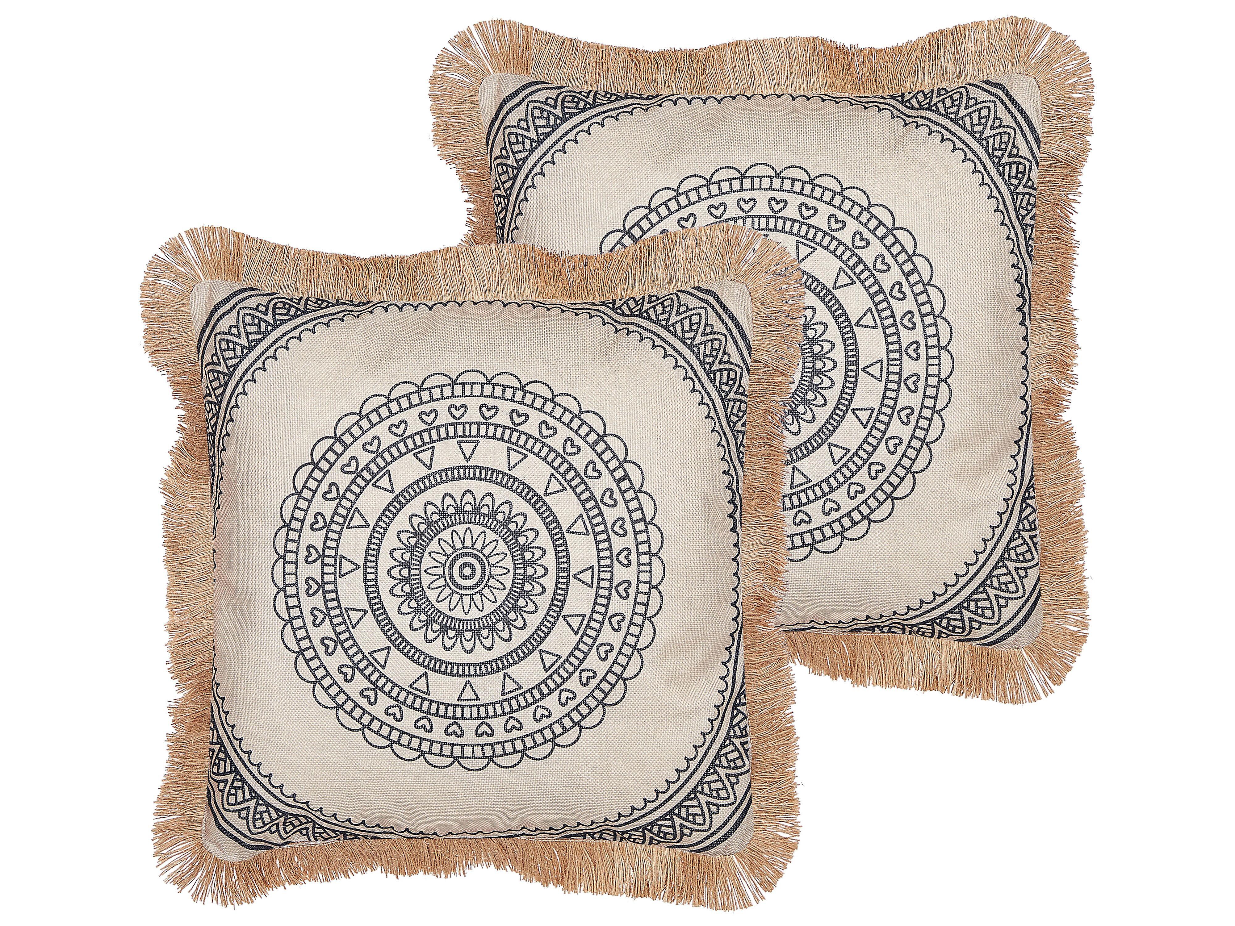 DEKOKISSEN 2er-Set Beige 45/9 cm Geranium - Beige, Textil (45/9cm) - Beliani