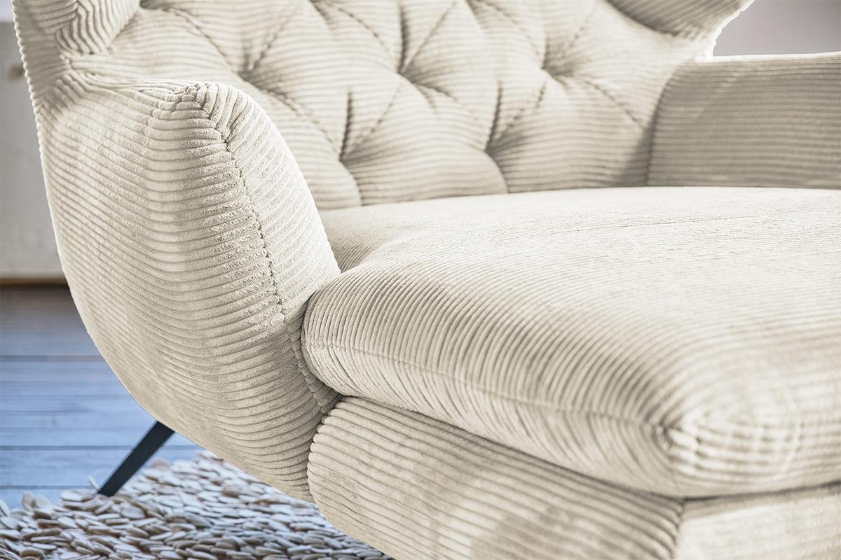 LONGSEAT CHAMRE Beige Cord - Beige/Schwarz, Textil/Metall (130/95/160cm) - KAWOLA
