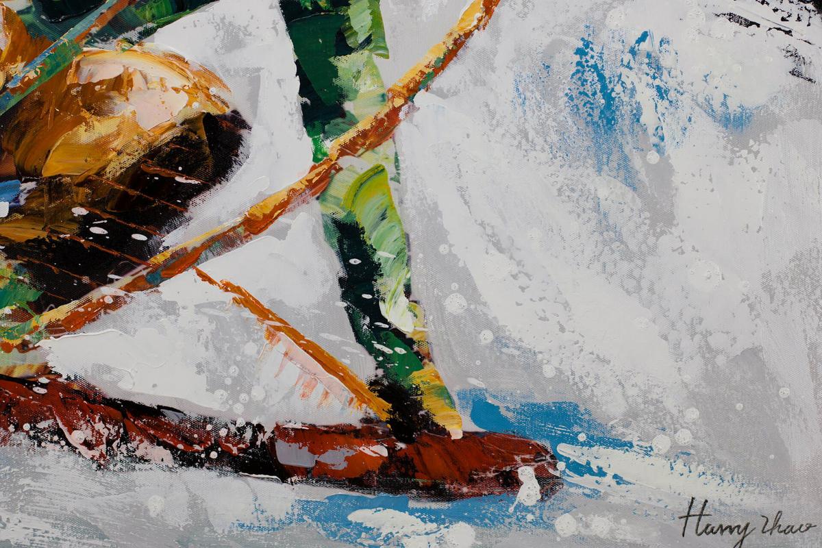 ACRYLBILD HANDGEMALT 90/60 cm - Blau/Weiß, Holz/Textil (90/60cm) - KUNSTLOFT