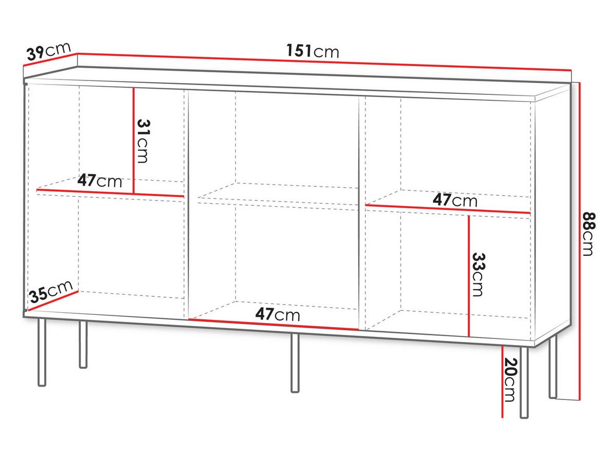 SIDEBOARD 150 3D Notte 01 - Nussbaumfarben/Schwarz, Holzwerkstoff/Metall (151/88/39cm) - MIRJAN24