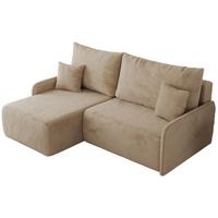 ECKSCHLAFSOFA ARPA L Beige Plüsch - links - Beige/Schwarz, Kunststoff/Textil (198/150cm) - MKS