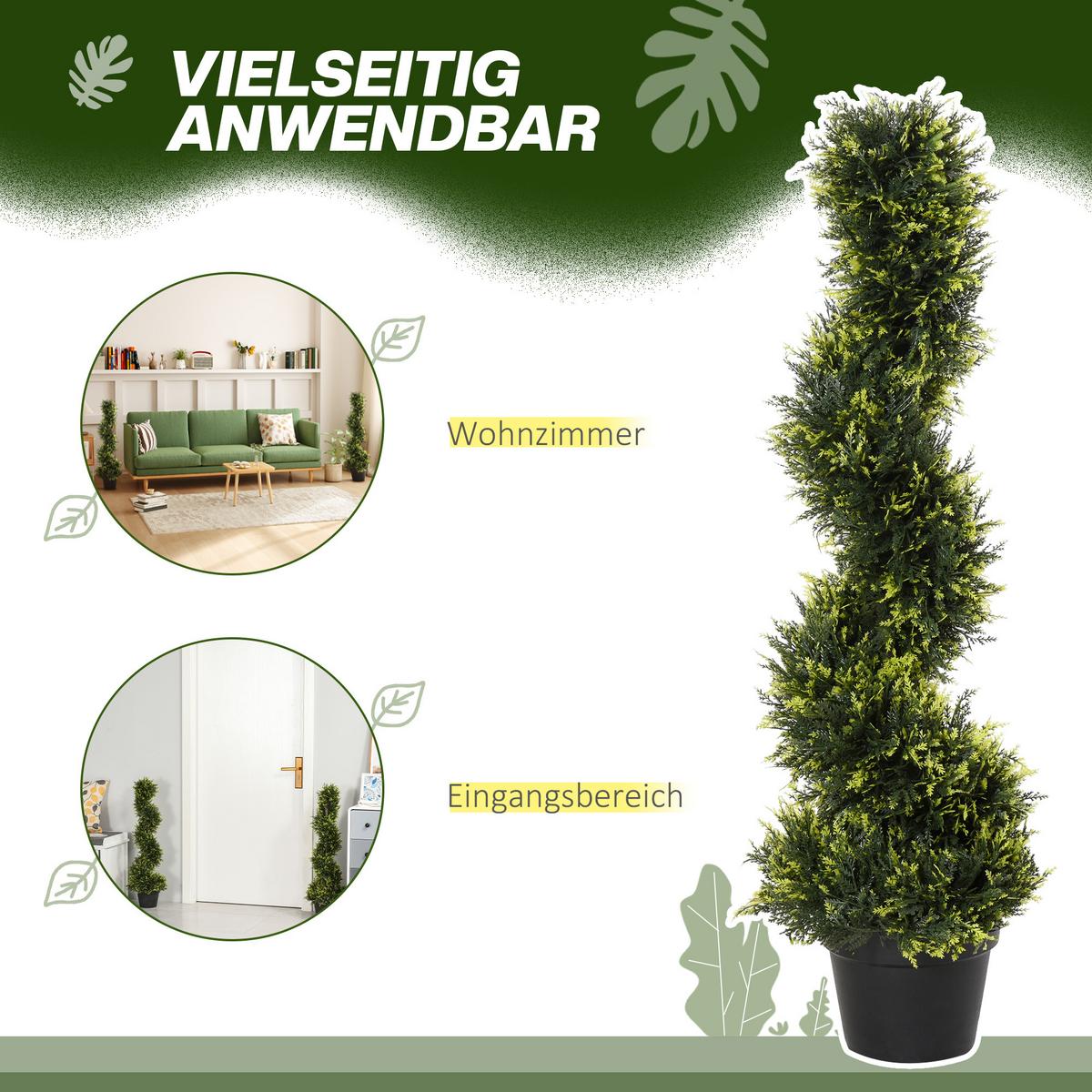 KÜNSTLICHE ZEDERNBAUM 2er Set, groß 90 cm - Grün, Kunststoff (90cm) - Outsunny