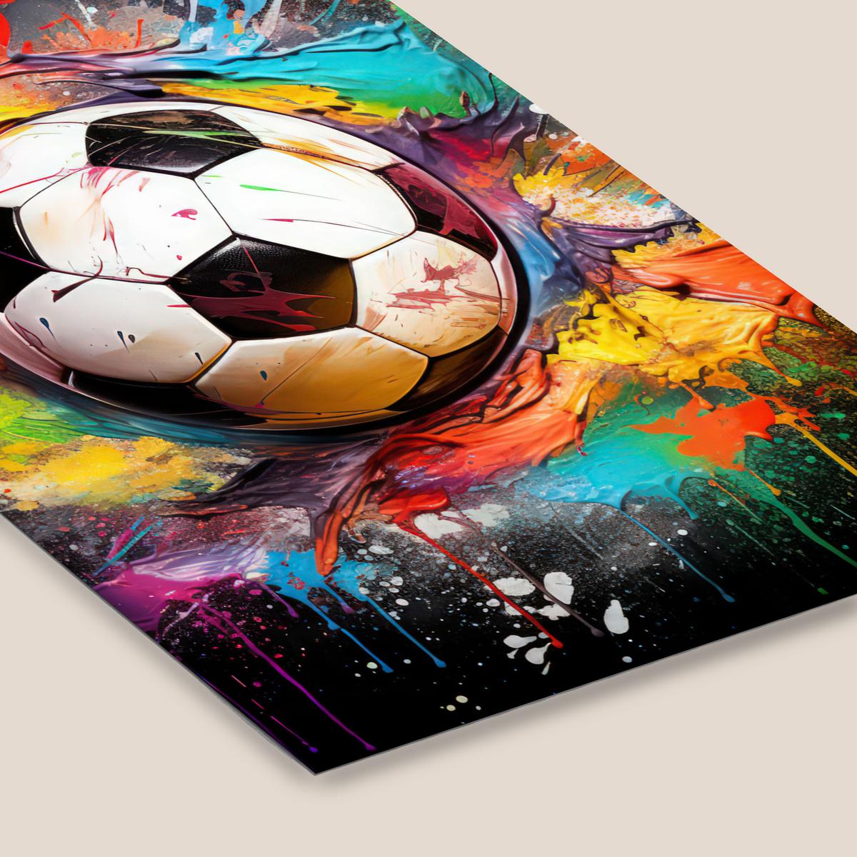 POSTER MIT RAHMENGERAHMTES BILD Fußball - Farbe - Farben - Schwarz - Weiß 60x90 cm - Weiß, Papier (60/90cm) - MuchoWow