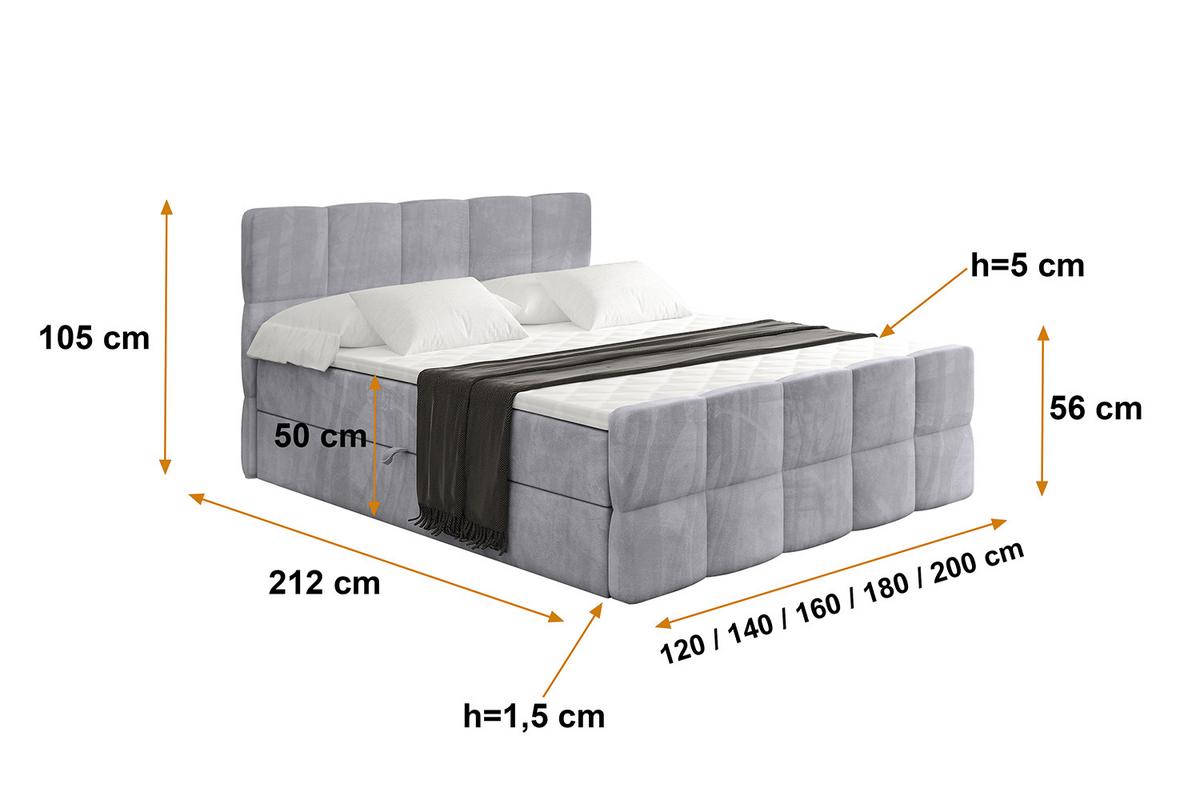 BOXBETT mit Matratze und Lattenrost - LIRO-Z - 140x200 - Grau Monolith - Grau, Holzwerkstoff (140/200cm) - ALTDECOR