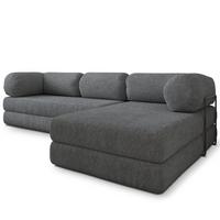 ECKSOFA KELI modulares Boneless Sofa mit Schlaffunktion Grau Boucle-Stoff - Grau, Textil (270/160cm) - MASSENO