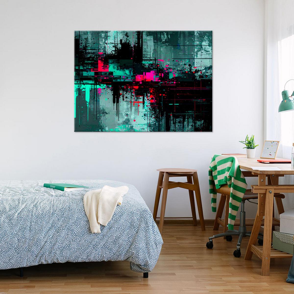 LEINWANDBILD Abstrakt Bunte Spritzer 90x60cm - Multicolor, Textil (90/60cm) - Feeby