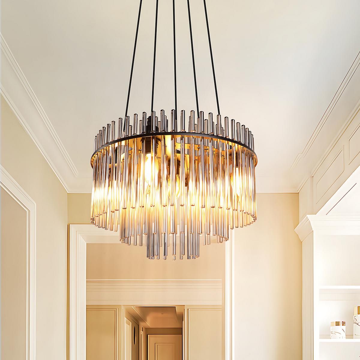 PENDELLEUCHTE Fern 15/40/150 cm - Schwarz, Glas (15/40/150cm) - ZMH