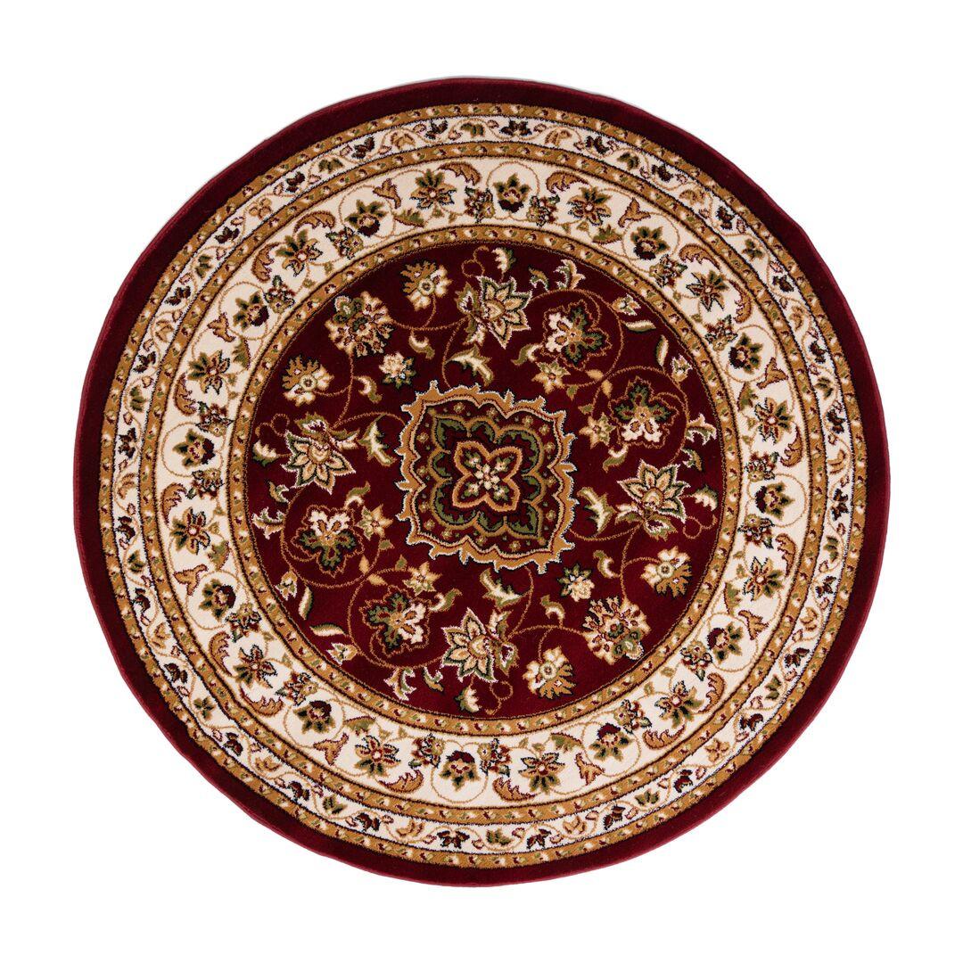 TEPPICH GLAZERT, klassisch-floral, Rot, Ø 133 cm - Rot, Textil (133/133cm) - KADIMA DESIGN