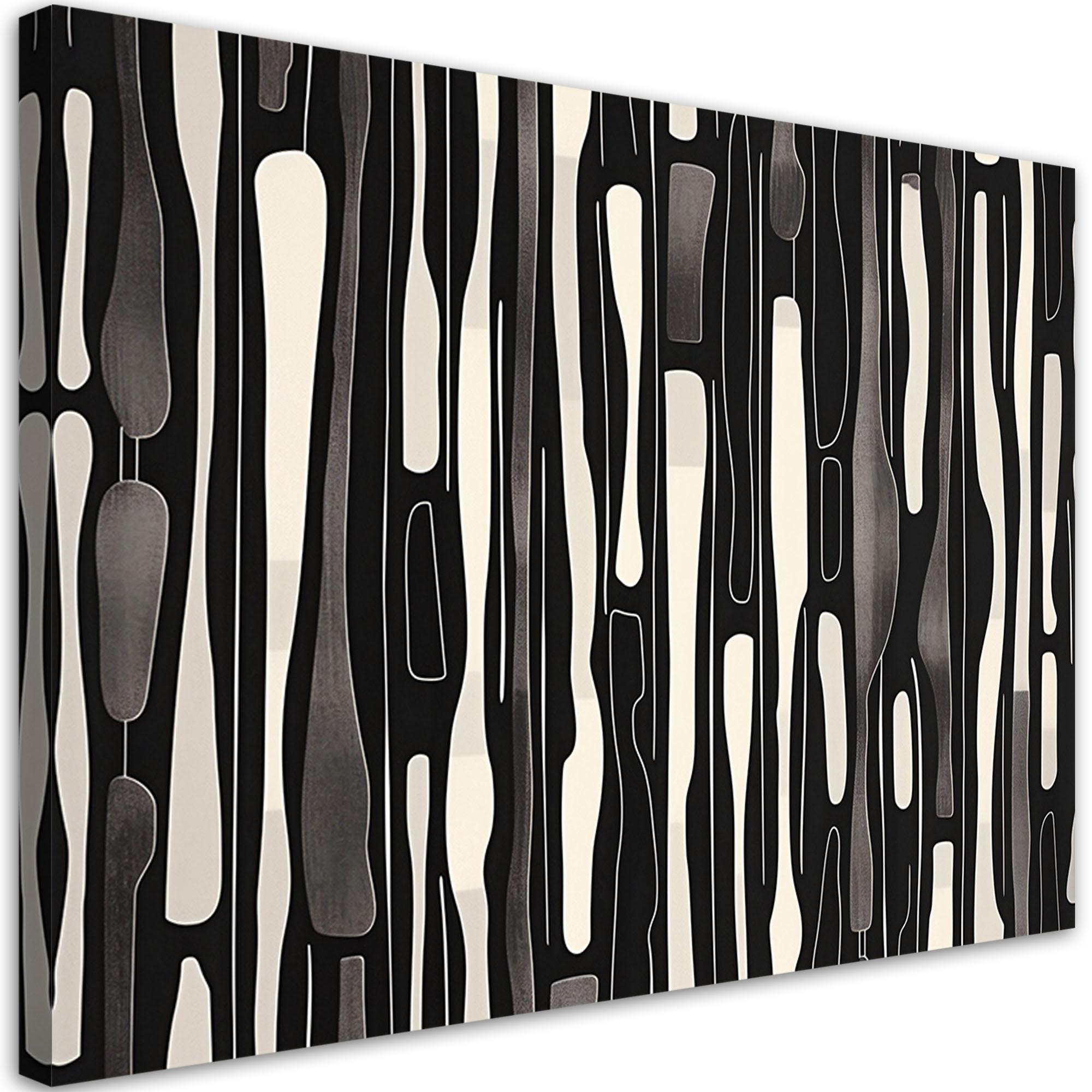 LEINWANDBILD Schwarz-weiße Retro-Abstraktion 120x80cm - Schwarz, Textil (120/80cm) - Feeby