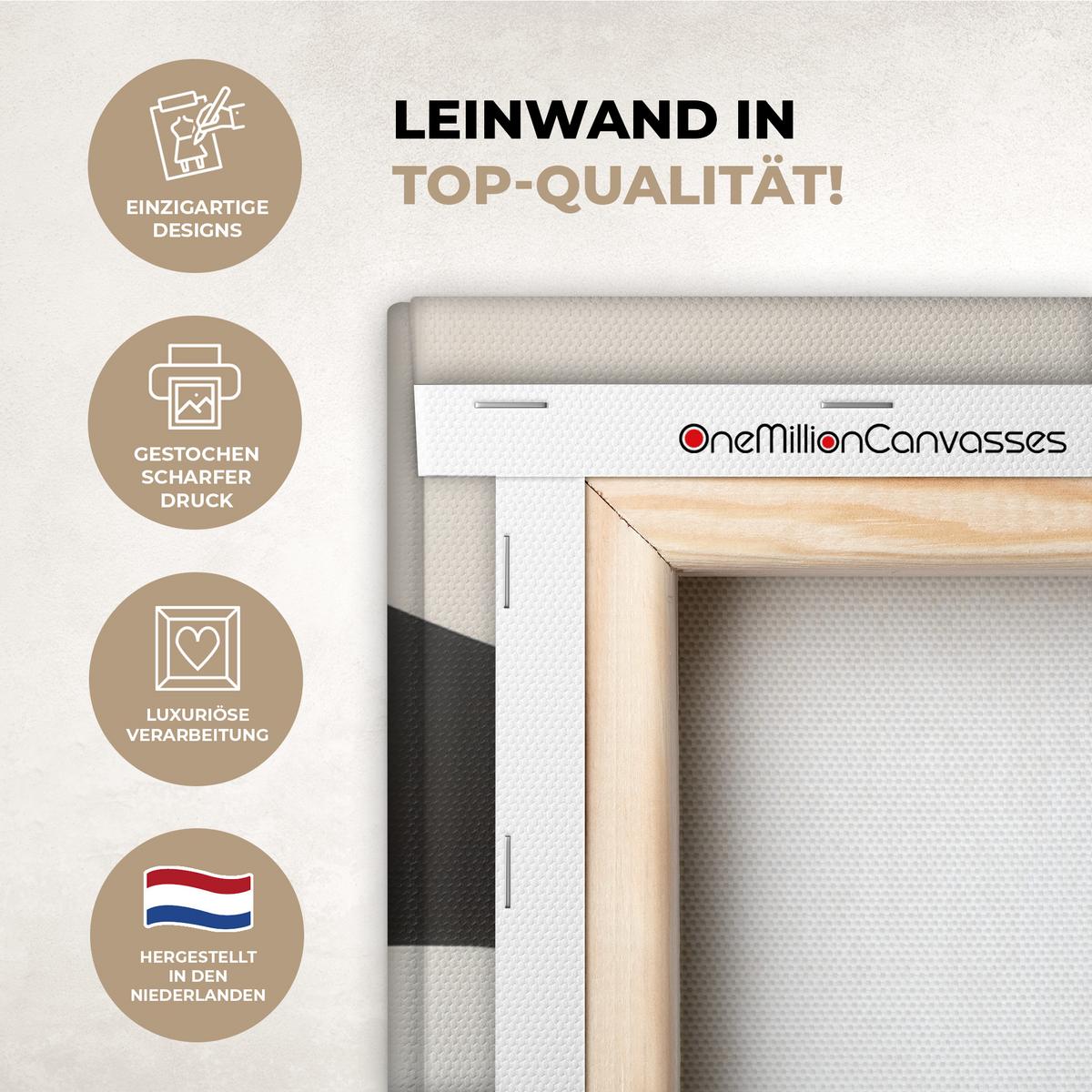 LEINWANDBILD Abstrakt - Landschaft - Wellen - Cremefarben Wandbild Wohnzimmer 50x50 cm - Cappuccino, Textil (50/50cm) - MuchoWow