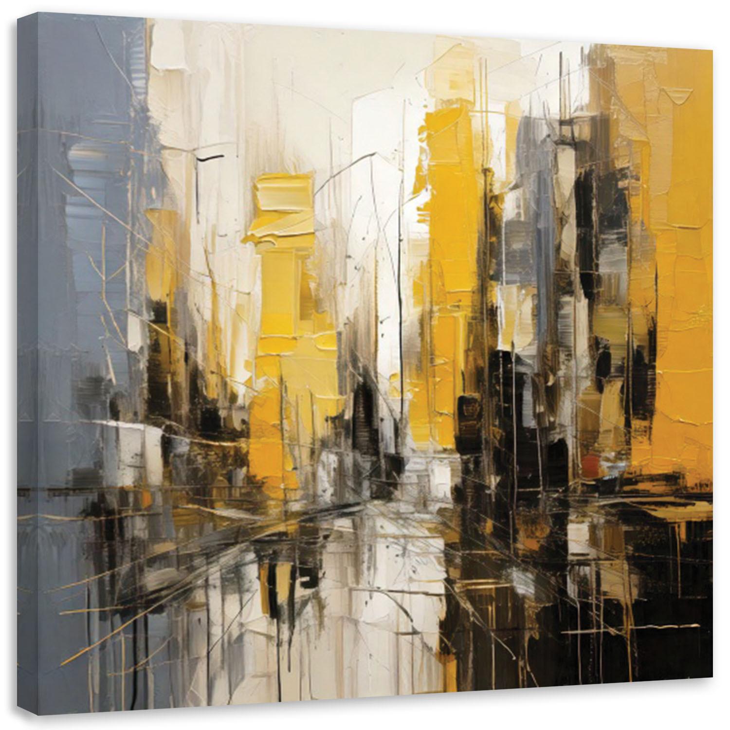 LEINWANDBILD Stadt Abstraktion Gelb 40x40cm - Gelb, Textil (40/40cm) - Feeby