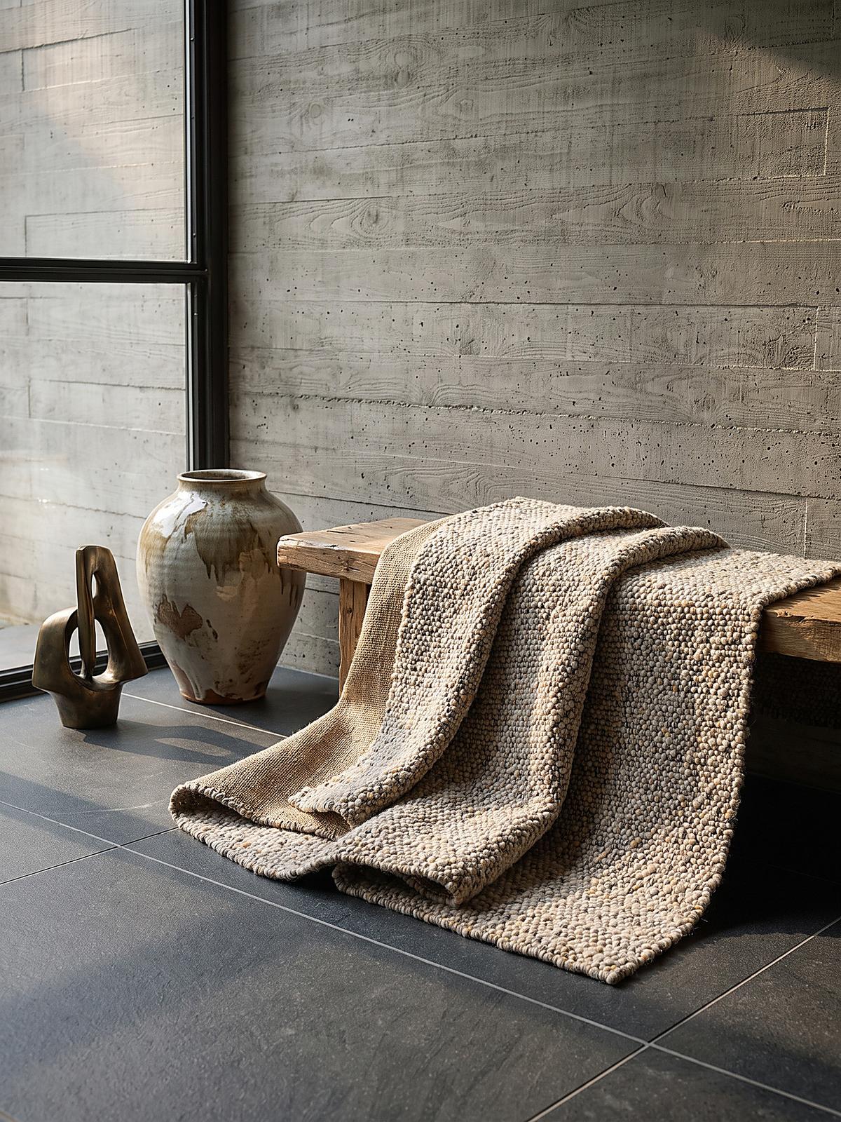 KURZFLORTEPPICH handgewebt GLAVEN, Bouclé-Struktur, Gelb-Grau, 120 x 170 cm - Gelb, Textil (120/170cm) - KADIMA DESIGN