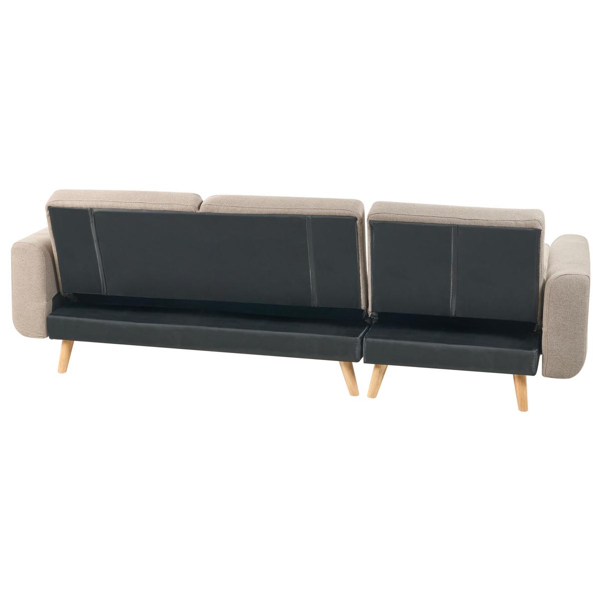 ECKSCHLAFSOFA 3-Sitzer Stoff Hellbraun linksseitig Kaarina - Hellbraun, Textil (260/152cm) - Beliani