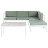 LOUNGE-SET 5-sitzer Aluminium Grün Messina - Weiß/Grau, Metall - Beliani