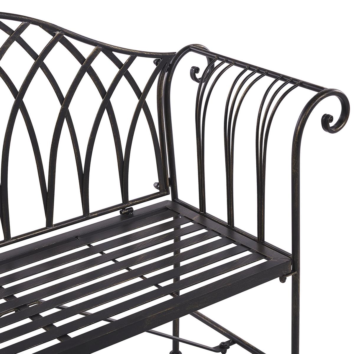 GARTENBANK Metall schwarz 130 cm Milazzo - Schwarz, Metall (130/94/45cm) - Beliani