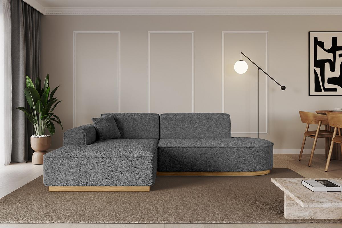 ECKSOFA Ottomane Links IREA-L1-v2 - 232x165x80 cm Grau - Olivgrün, Holzwerkstoff/Textil (232/165cm) - ALTDECOR