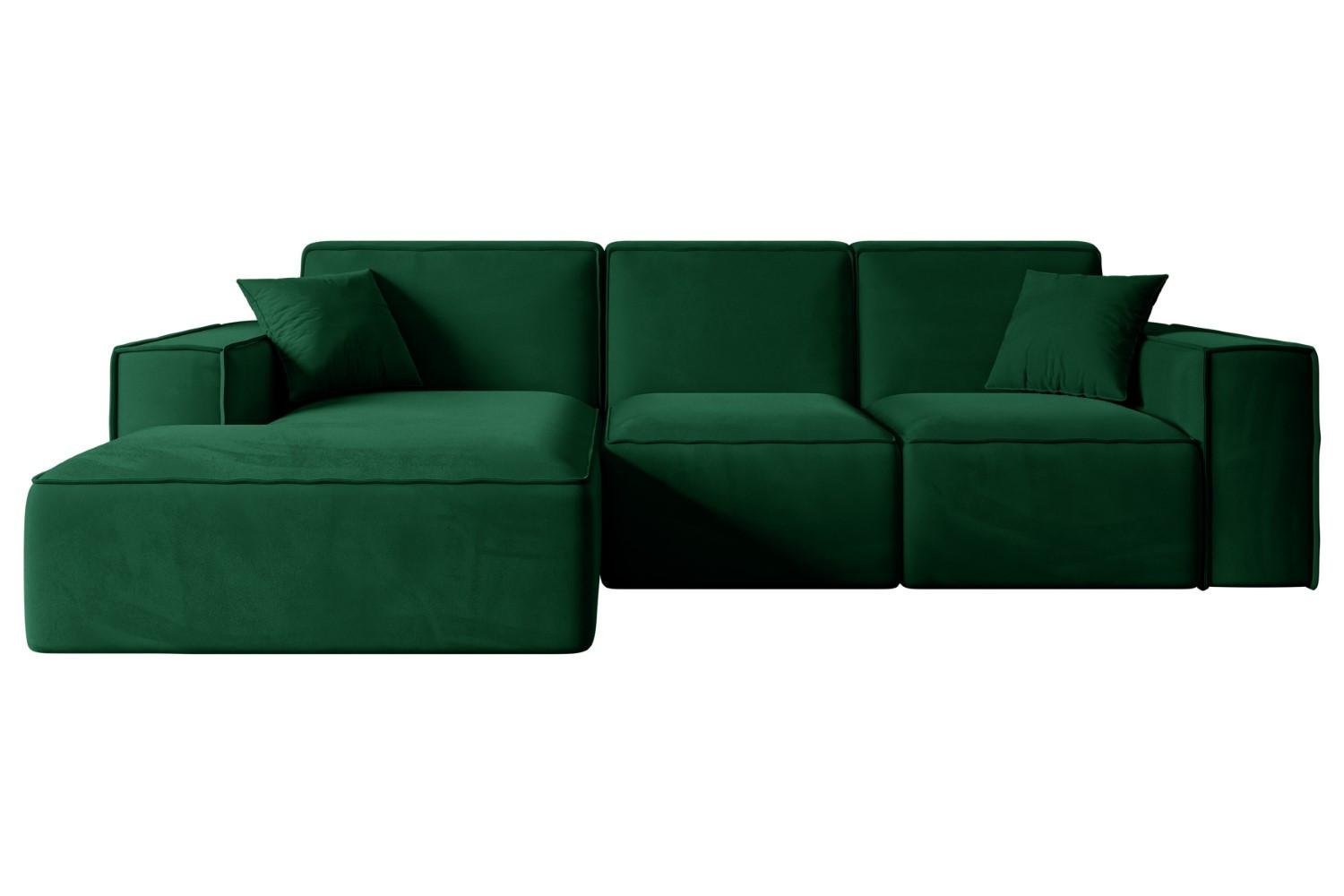 ECKSOFA Ottomane Links SERRA-L - 266x169x80 cm Grün Velours - Schwarz/Grün, Holzwerkstoff/Kunststoff (165/266cm) - ALTDECOR