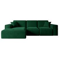 ECKSOFA Ottomane Links SERRA-L - 266x169x80 cm Grün Velours - Schwarz/Grün, Holzwerkstoff/Kunststoff (165/266cm) - ALTDECOR