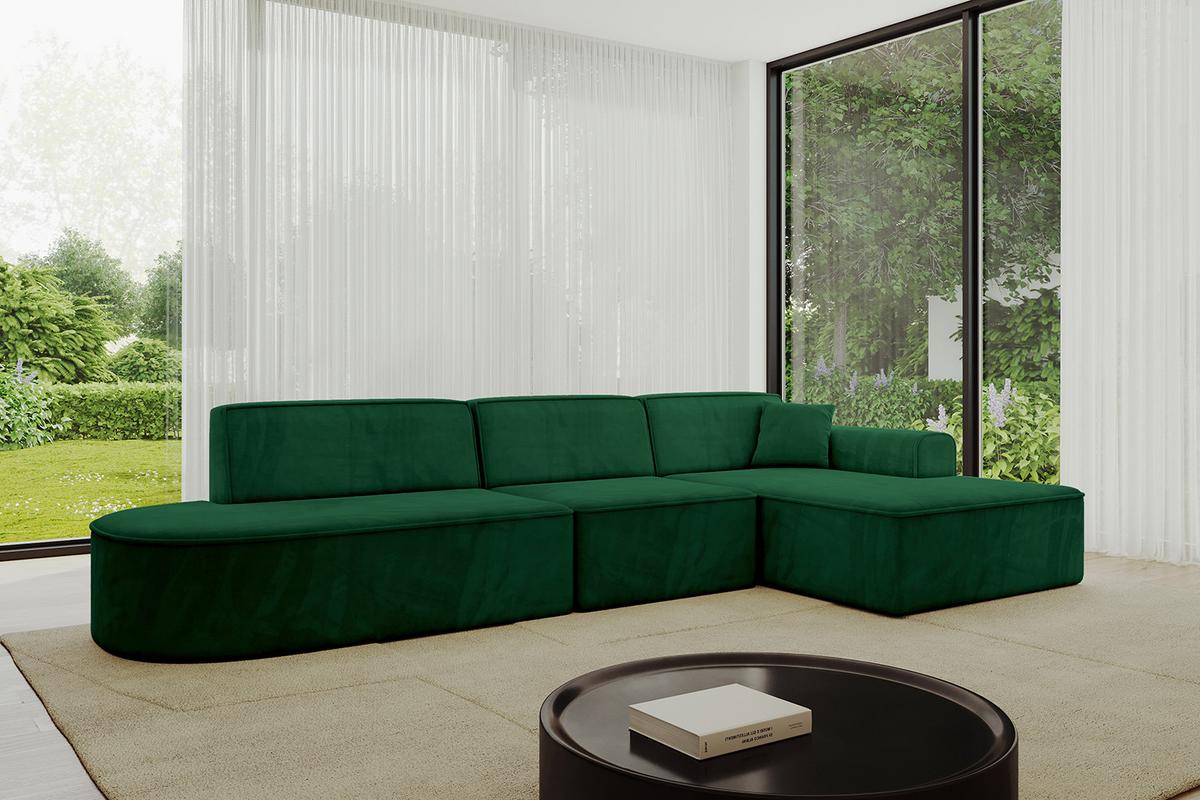 ECKSOFA Ottomane Rechts IREA-L2-v3 - 328x171x79 cm Grün - Grün, Holzwerkstoff/Textil (171/328cm) - ALTDECOR