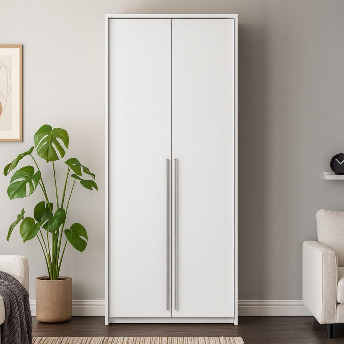 DREHTÜRENSCHRANK Giana mit 2 Türen, 105 cm, Weiß - Weiß, Holzwerkstoff (105/217/65cm) - Beautysofa