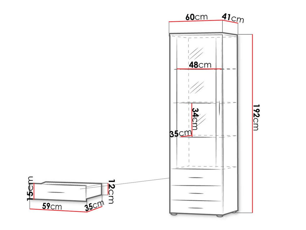 VITRINE Soho S01 - Silberfarben/Schwarz, Holzwerkstoff/Kunststoff (60/192/41cm) - MIRJAN24