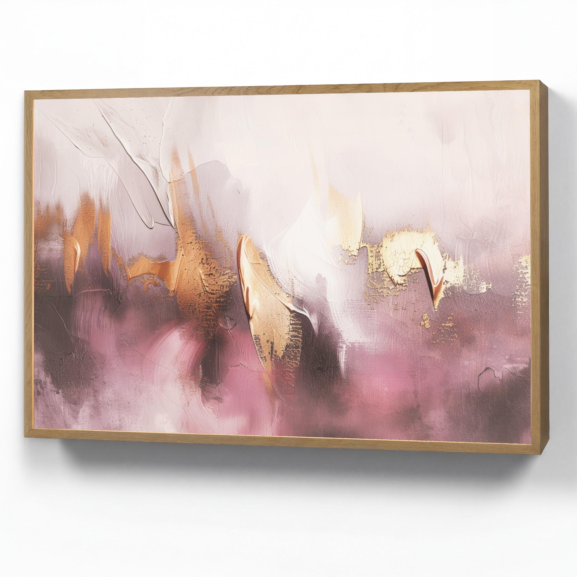 WANDLEUCHTE MIT AKKU Lila - Abstrakt - Farbe - Gold 90x60 cm - Mauve, Holzwerkstoff (90/60/8cm) - OnlyWow