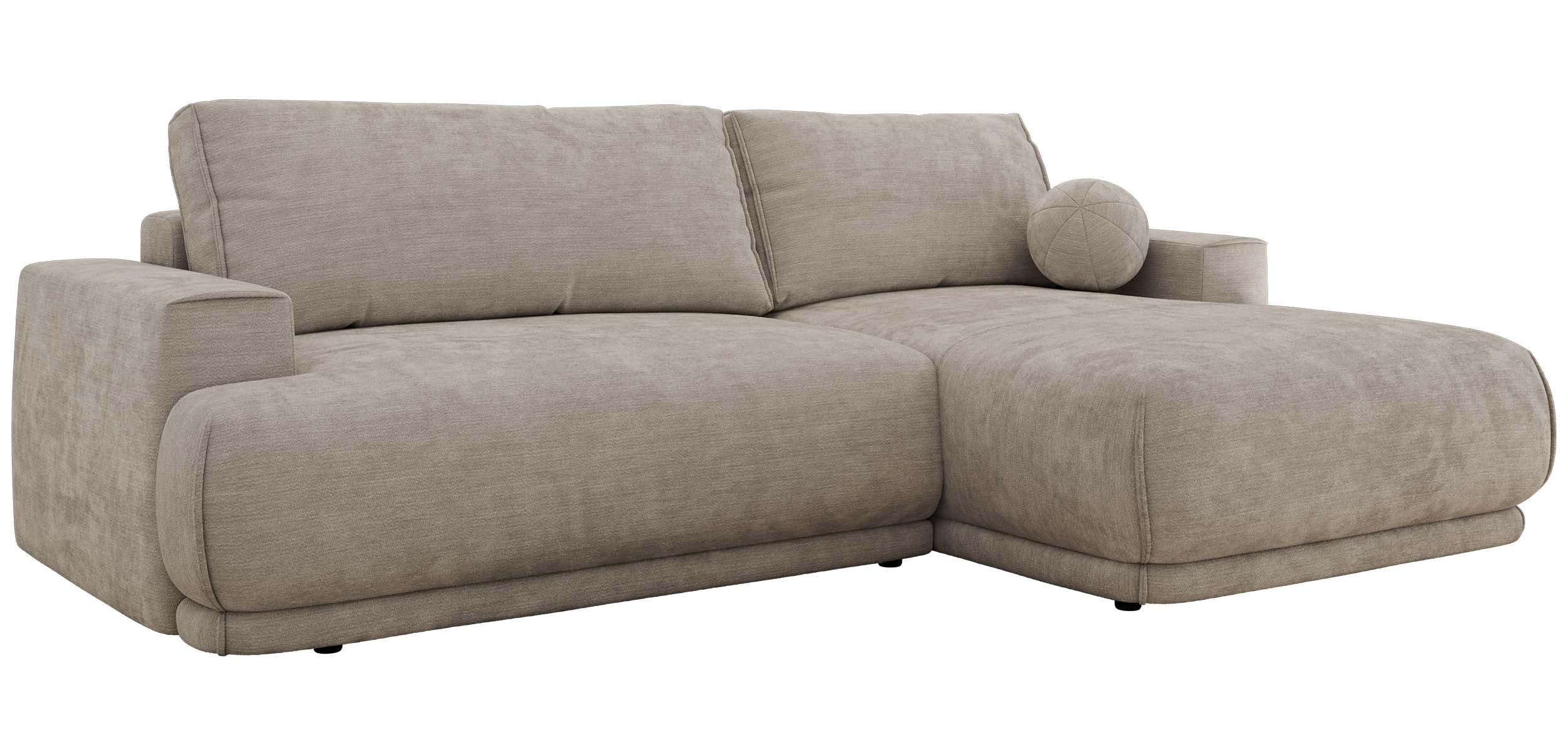 ECKSCHLAFSOFA RINA L Hellgrau Schenille glatt - rechts - Hellgrau/Schwarz, Kunststoff/Textil (170/267cm) - MKS